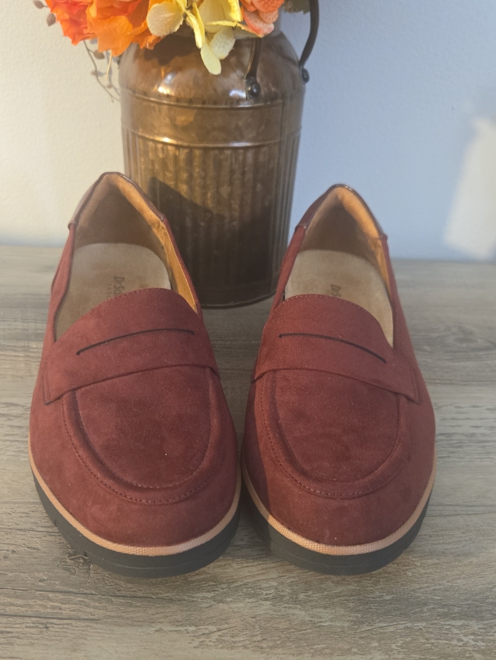 Dr. Scholl's Burgundy Suede Penny Loafers